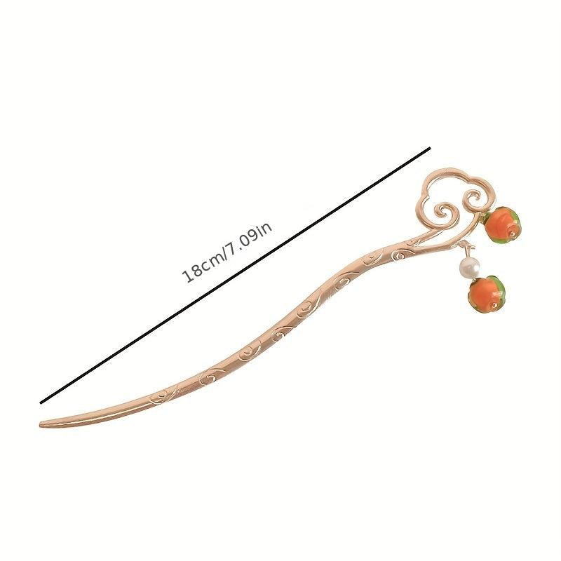 Vintage Chinese Style Hairpin Faux Pearl Metal Chignon