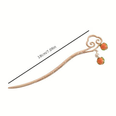 Vintage Chinese Style Hairpin Faux Pearl Metal Chignon