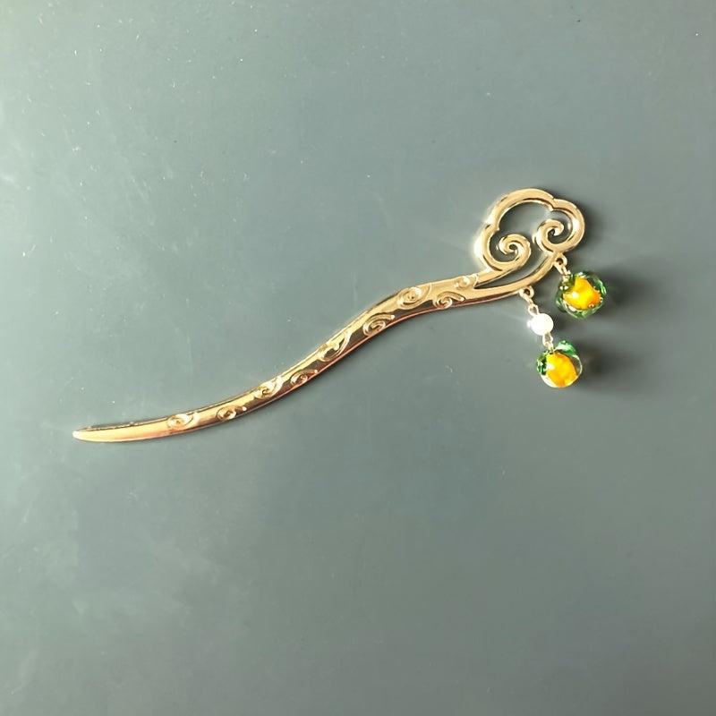 Vintage Chinese Style Hairpin Faux Pearl Metal Chignon