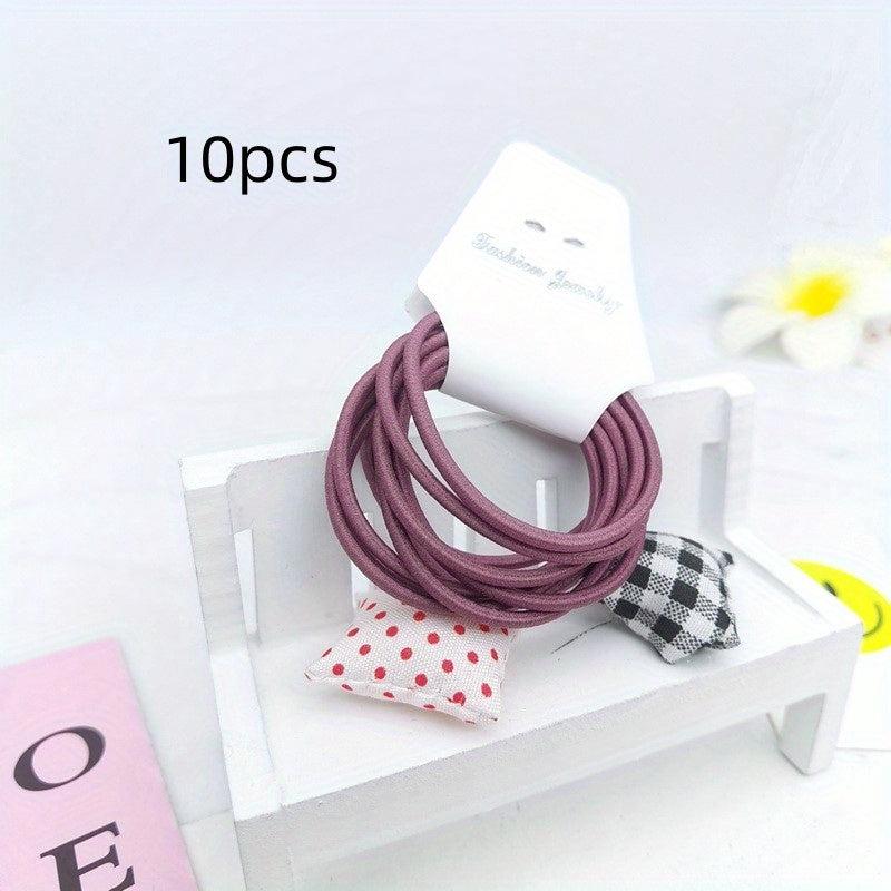 10pcs Plaid Star Decor Hair Tie Elastic Ponytail