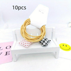 10pcs Plaid Star Decor Hair Tie Elastic Ponytail