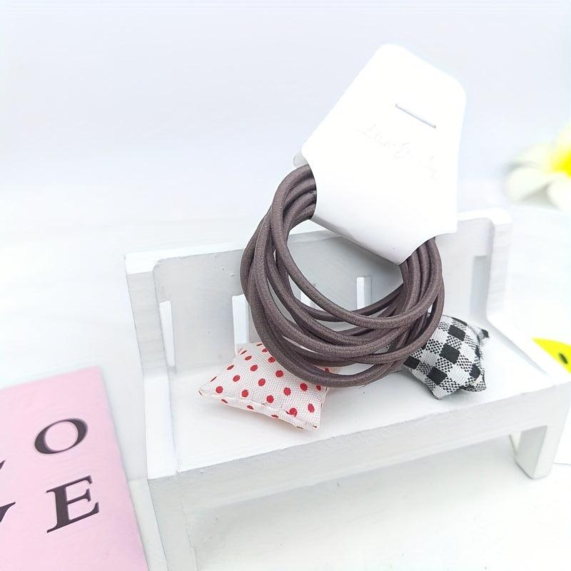10pcs Plaid Star Decor Hair Tie Elastic Ponytail