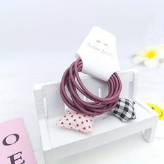 10pcs Plaid Star Decor Hair Tie Elastic Ponytail