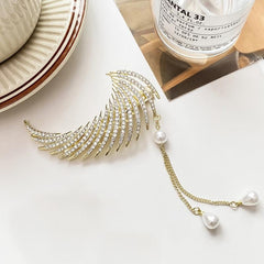 Feather Tassel Faux Pearl Hair Claw Clip Vintage Grip Hair Jaw Clip