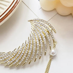 Feather Tassel Faux Pearl Hair Claw Clip Vintage Grip Hair Jaw Clip