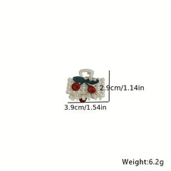 Faux Pearl Hair Claw Clip Flower Embroidered Hair Claw Nonslip Shark Claw