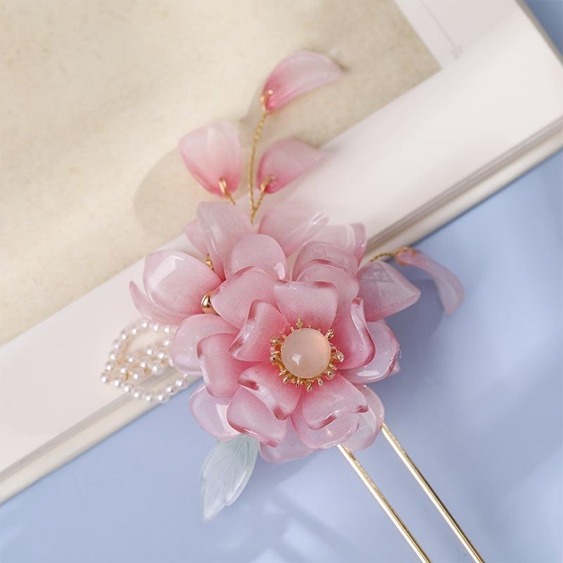 Vintage Flower Tassel Hairpin Beaded Cheongsam Hair Accessory