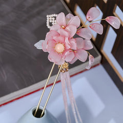 Vintage Flower Tassel Hairpin Beaded Cheongsam Hair Accessory