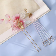 Vintage Flower Tassel Hairpin Beaded Cheongsam Hair Accessory
