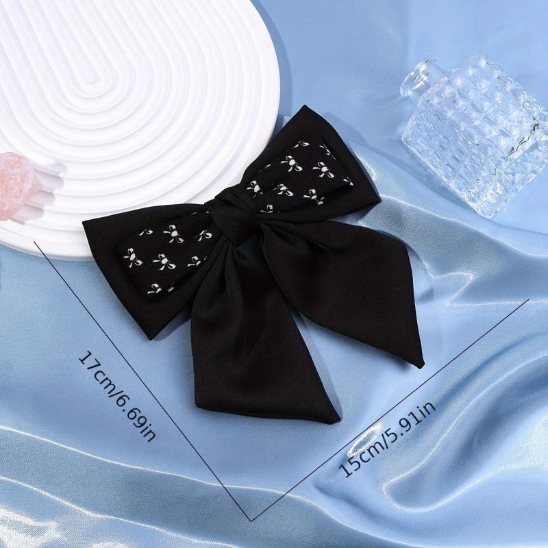 Large Bow Barrette Hair Clip Double Layered Pattern Sweet Hair Accessory