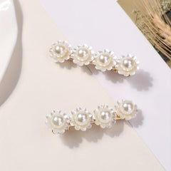 Faux Pearl Flower Hair Clip Duck Billed Clip