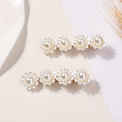 Faux Pearl Flower Hair Clip Duck Billed Clip