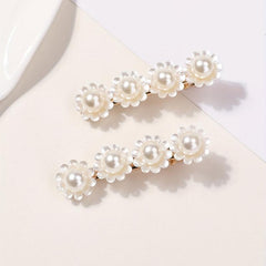Faux Pearl Flower Hair Clip Duck Billed Clip