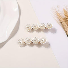 Faux Pearl Flower Hair Clip Duck Billed Clip