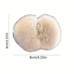 Plush Ball Hair Claw Clip Nonslip Shark Clip for Women Girls