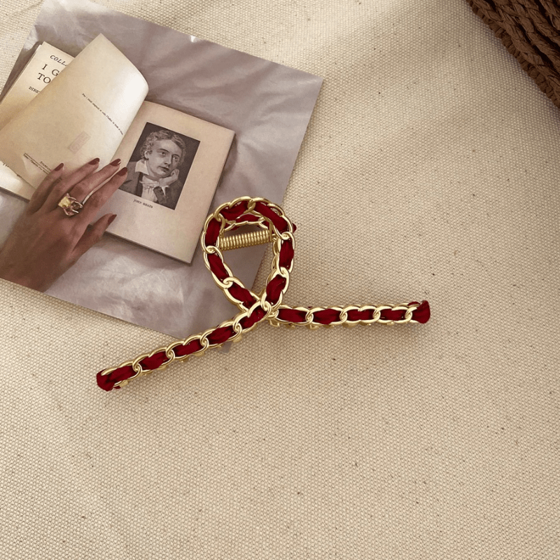 Chain Brimmed Hair Claw Clip Nonslip Hair Shark Claw For Ponytail