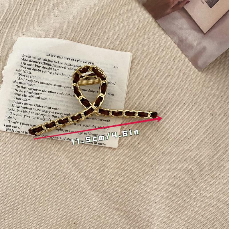 Chain Brimmed Hair Claw Clip Nonslip Hair Shark Claw For Ponytail