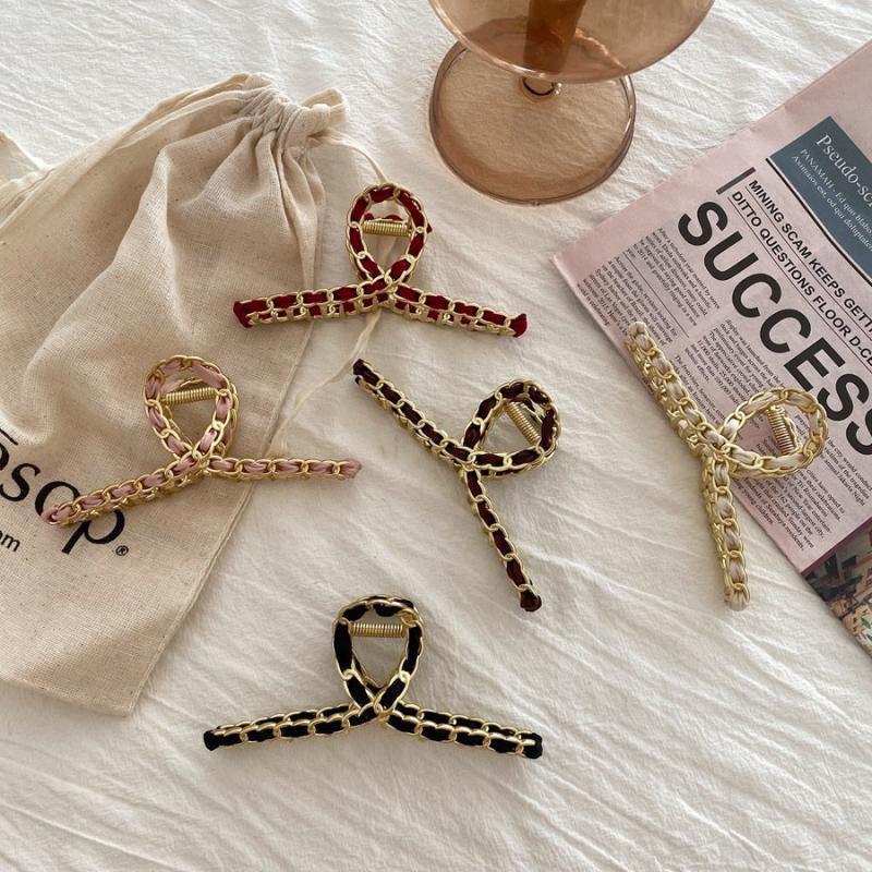 Chain Brimmed Hair Claw Clip Nonslip Hair Shark Claw For Ponytail