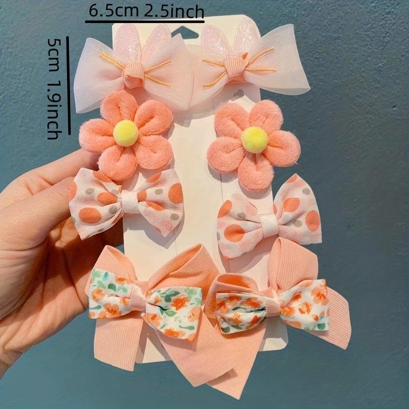 8pcs Baby Soft Bow Hair Clip Floral Printed Clip Sweet Hair Accessories