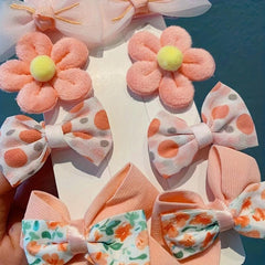8pcs Baby Soft Bow Hair Clip Floral Printed Clip Sweet Hair Accessories