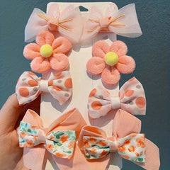 8pcs Baby Soft Bow Hair Clip Floral Printed Clip Sweet Hair Accessories