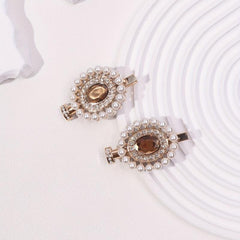 2pcs Faux Pearl Hair Clip Perfume Bottle Shaped Duck Billed Clip 