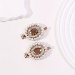 2pcs Faux Pearl Hair Clip Perfume Bottle Shaped Duck Billed Clip 