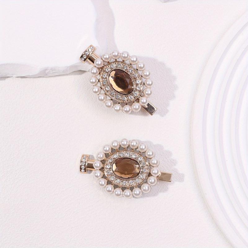 2pcs Faux Pearl Hair Clip Perfume Bottle Shaped Duck Billed Clip 