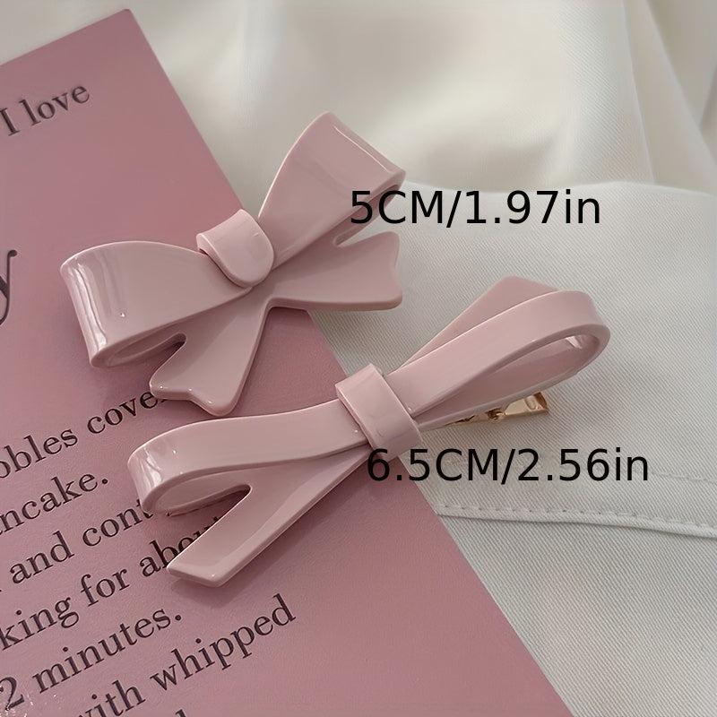 Pink Bow Acrylic Hair Clip for Women