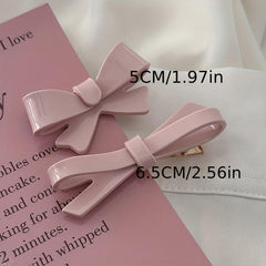 Pink Bow Acrylic Hair Clip for Women