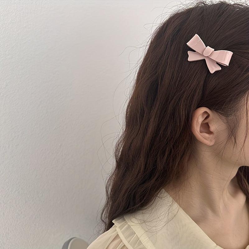 Pink Bow Acrylic Hair Clip for Women