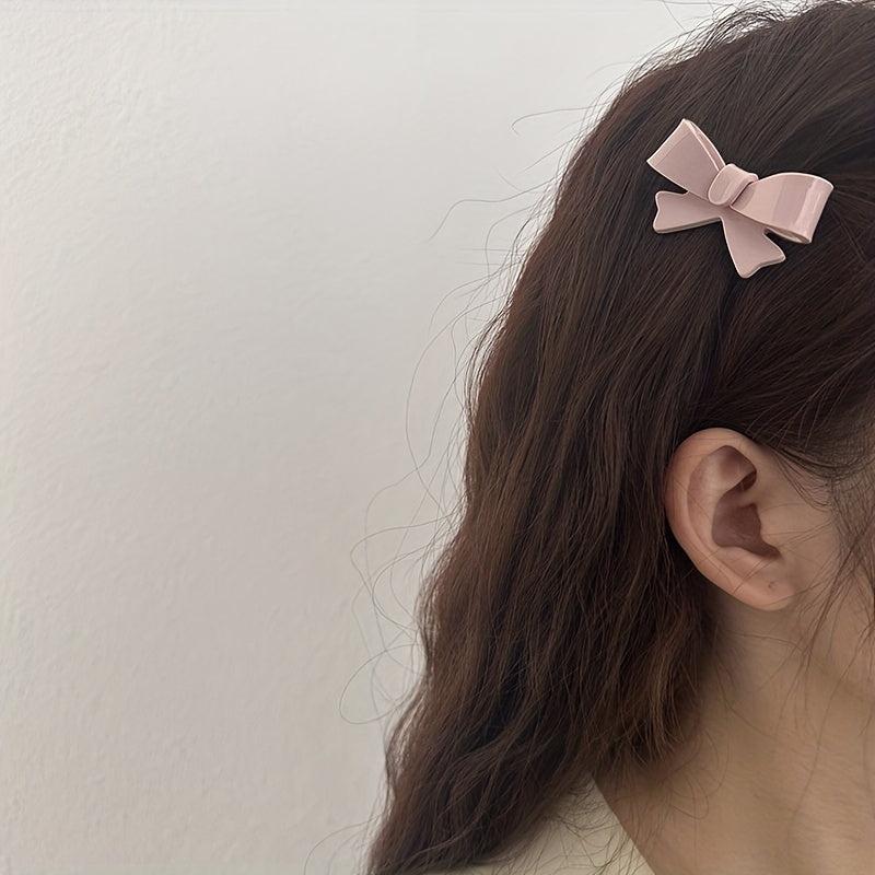 Pink Bow Acrylic Hair Clip for Women