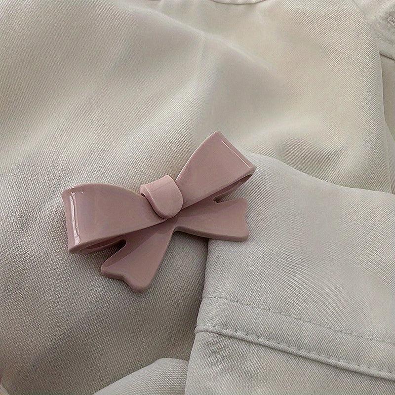 Pink Bow Acrylic Hair Clip for Women