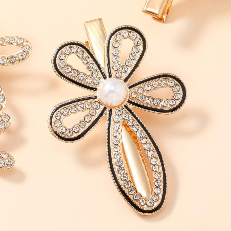5pcs Rhinestone Flower Hair Clip Glitter Hair Clip Women Girls Hair Accessories
