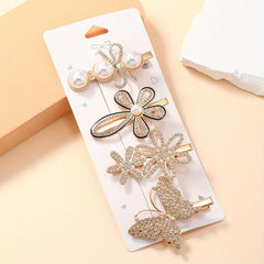 5pcs Rhinestone Flower Hair Clip Glitter Hair Clip Women Girls Hair Accessories