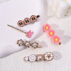 5pcs Pearl Rhinestone Flower Hairpin for Hair Bangs Braids