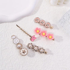 5pcs Pearl Rhinestone Flower Hairpin for Hair Bangs Braids
