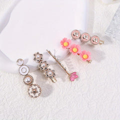 5pcs Pearl Rhinestone Flower Hairpin for Hair Bangs Braids