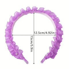 5pcs Sweet Headband Ruffled Hair Band Faux Pearl Decor Head Hoop