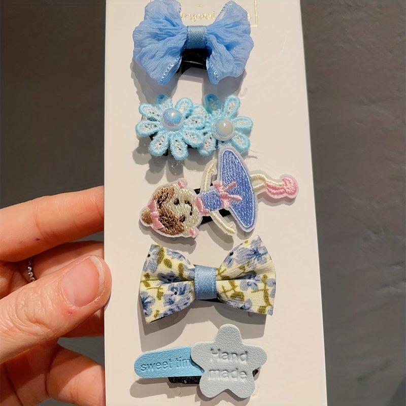 5pcs Baby Girl Bow Hair Clip Flower Decor Duck Billed Clip