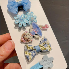 5pcs Baby Girl Bow Hair Clip Flower Decor Duck Billed Clip