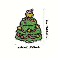 11pcs Christmas Cloth Stickers Snowflake Santa Claus Embroidery