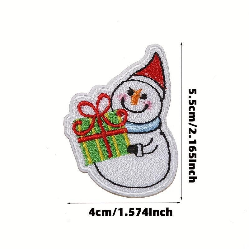 11pcs Christmas Cloth Stickers Snowflake Santa Claus Embroidery