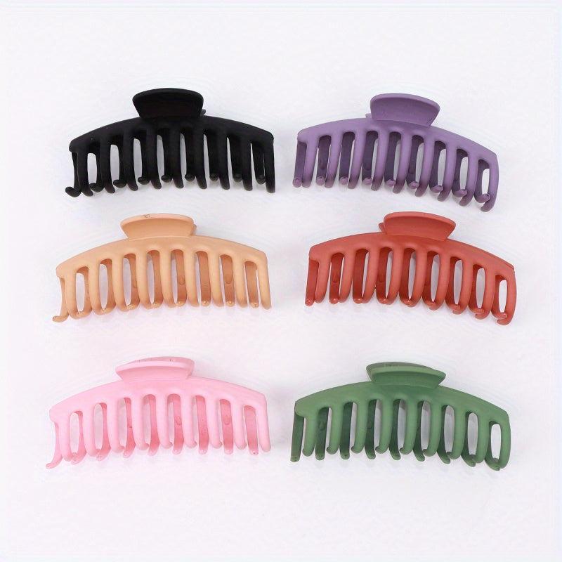 6pcs Large Frosted Hair Claw Non slip Shark Claw Backe Head Hair Clip