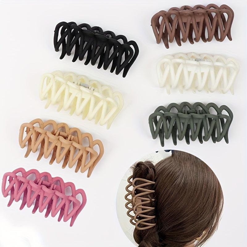 6pcs Large Frosted Hair Claw Non slip Shark Claw Backe Head Hair Clip