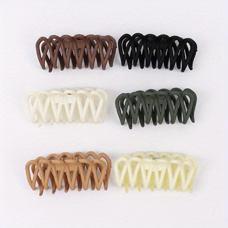 6pcs Large Frosted Hair Claw Non slip Shark Claw Backe Head Hair Clip