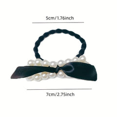 Faux Pearl Bow Hair Tie Headdress Prom Party Mother's Gift