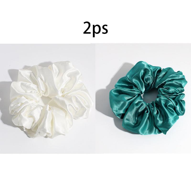 2ps Silk Solid Hair Scrunchies Ponytail Holders
