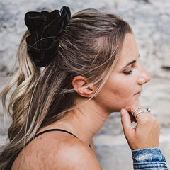 2ps Silk Solid Hair Scrunchies Ponytail Holders