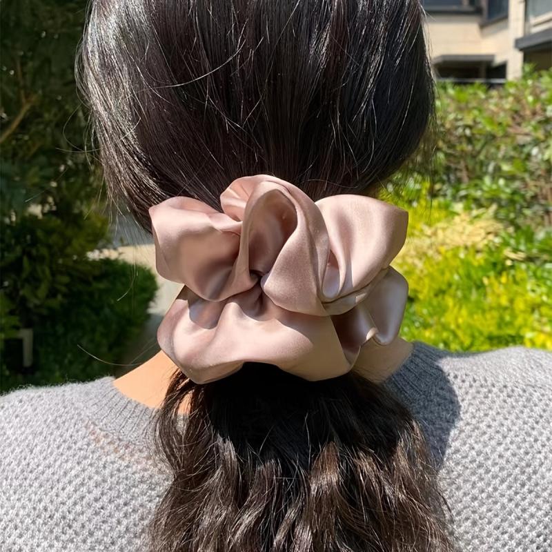 2ps Silk Solid Hair Scrunchies Ponytail Holders